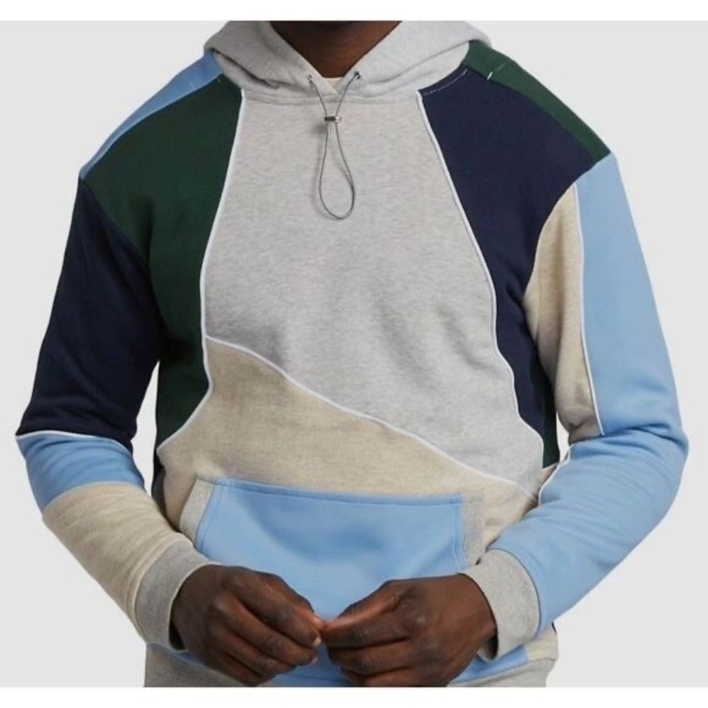 Ahluwalia Men's Gray Blue Marcel Colorblock Hoodie Sweater Size M